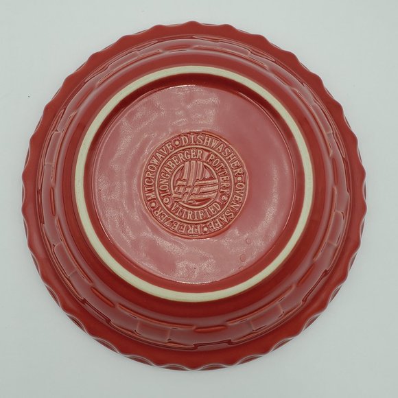 Longaberger Pottery Tomato Red 7" Pie Baking Plate Soup Cereal Serving Bowl - Picture 3 of 5